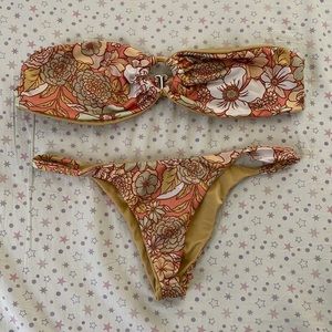 Floral bikini set | bandeau top and cheeky string bottom